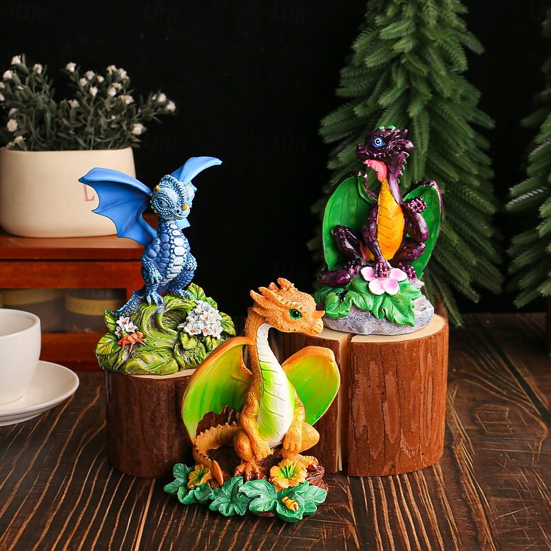 Resin Dragonfly Dinosaur Figurine Adorable Garden Decor for Your Yard, Unique Home & Patio Ornament, Perfect for Gardening Enthusiast2
