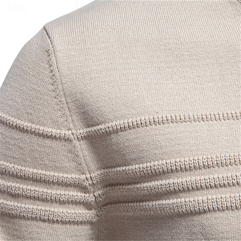 Mens Crewneck Pullover Sweater Knitted Cotton Stripped Quality Autumn Winter Warm Sweaters for Men4