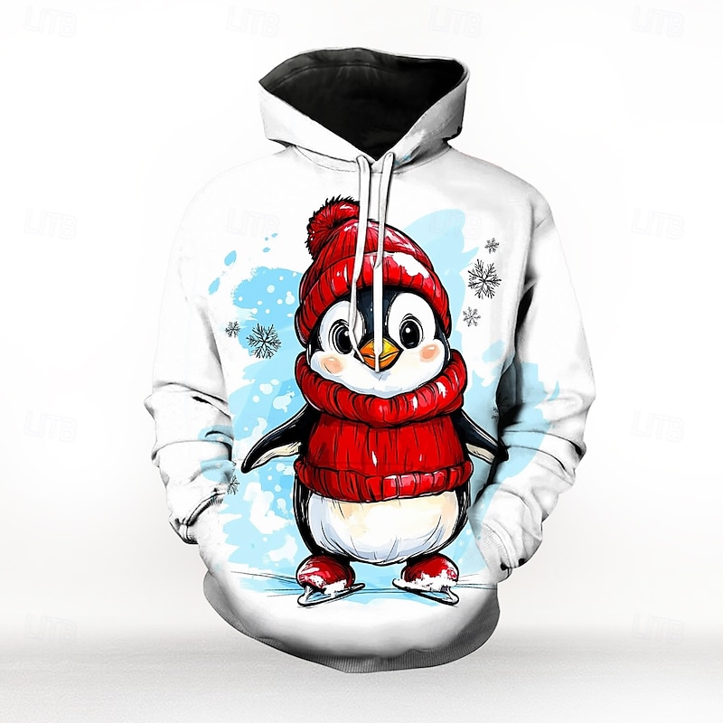 Christmas Animal Penguin Hoodie Funny Christmas Hoodie 3D Christmas Front Pocket Graphic For Couple's Men's Women's Adults' Masquerade 3D Print Party Casual Daily3