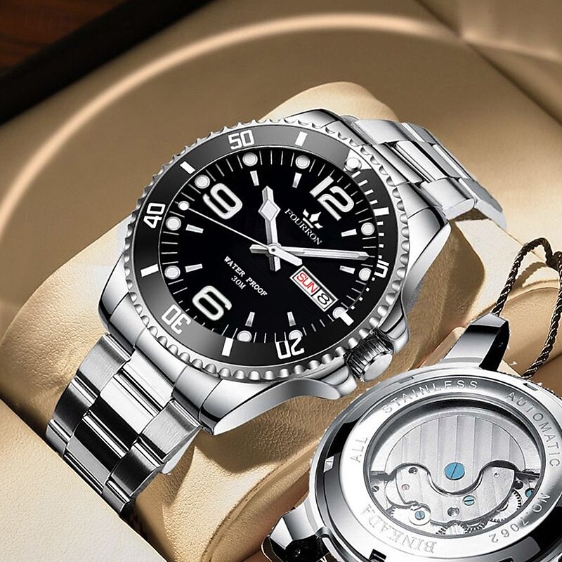 New Fashionable And Trendy Night Light Dual Calendar Sports And Leisure Simple Stainless Steel With Transparent Bottom Hollow Quartz Watch3