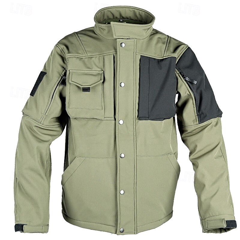 Men's Military Tactical Jacket Combat Jacket Hiking Jacket Outdoor Patchwork Waterproof Windproof Jacket Climbing Camping / Hiking / Caving Traveling Black Army Green