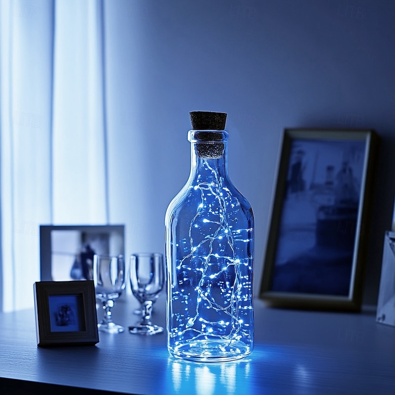 2M 20LED Solar Powered Wine Bottle Cork String Lights, Outdoor Fairy Copper Wire Garland for Christmas Garden Festival Decor4