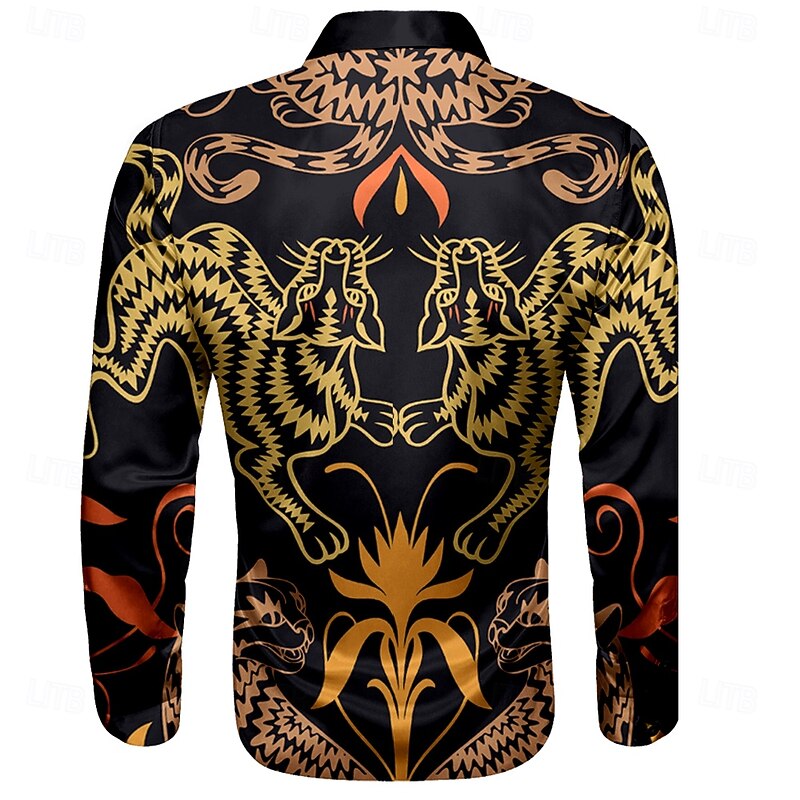 Men's Cat Shirt Dress Shirt Button Up Shirt Long Sleeve Casual Fashion Casual Vacation Causal Casual Summer Spring Fall Collared Shirts Button Up 3D Print Yellow Blue2
