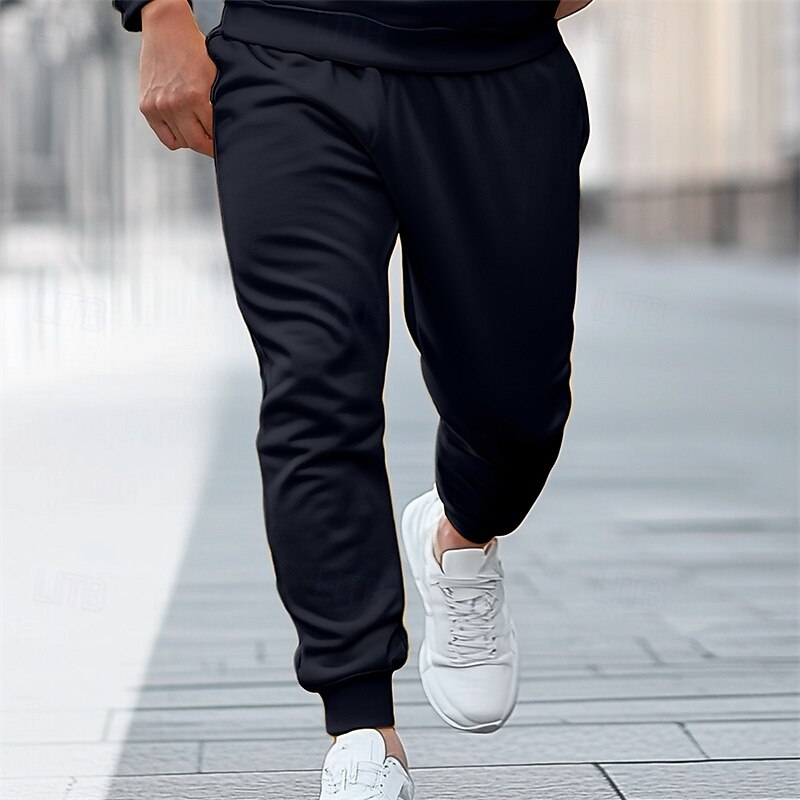 Men's Fleece Pants Sweatpants Joggers Winter Pants Trousers Drawstring Side Pockets Elastic Waist Solid Color Comfort Warm Home Sports Outdoor Daily Fashion Streetwear Yellow Navy Blue