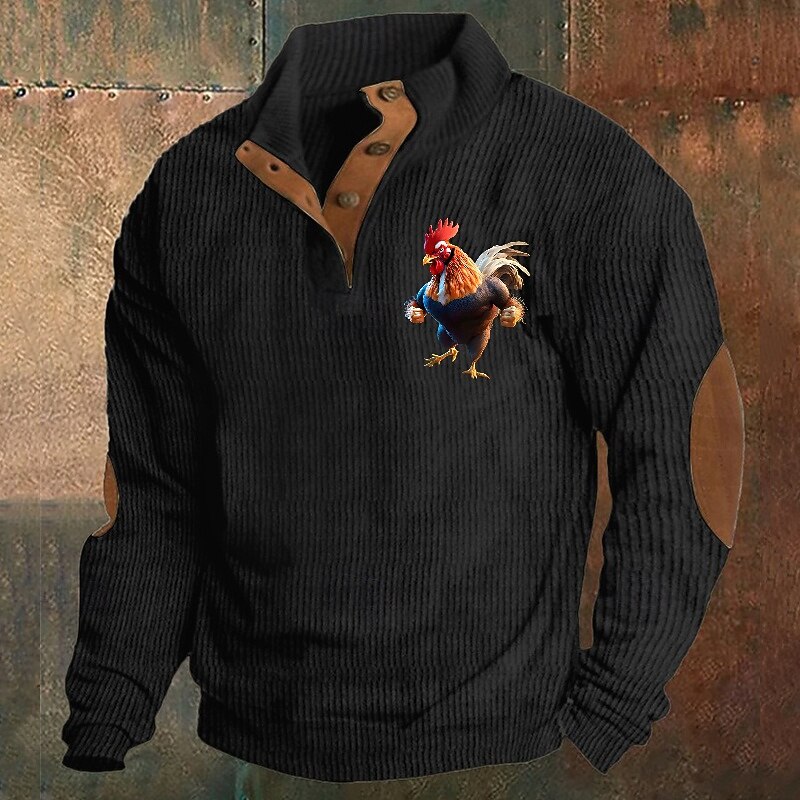 Men's Sweatshirt Black White Army Green Khaki Dark Gray Standing Collar Graphic Print Patchwork Daily Holiday Going out Corduroy Streetwear Casual Halloween Fall Winter Clothing Apparel Hoodies