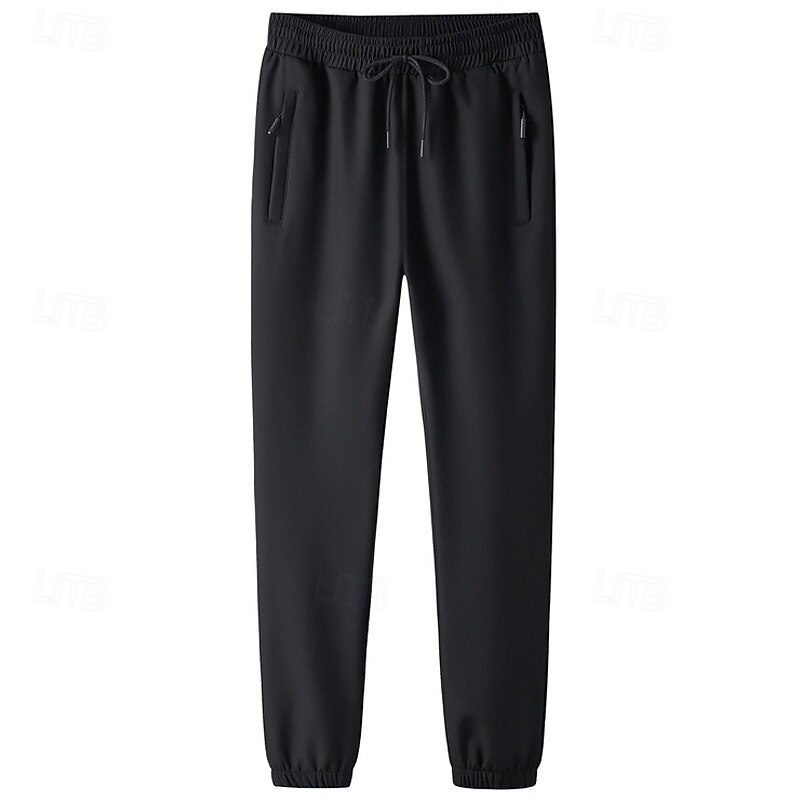 Men's Fleece Pants Sweatpants Joggers Trousers Casual Pants Drawstring Elastic Waist Plain Waterproof Comfort Full Length Outdoor Casual Daily Sports Fashion Black Green4
