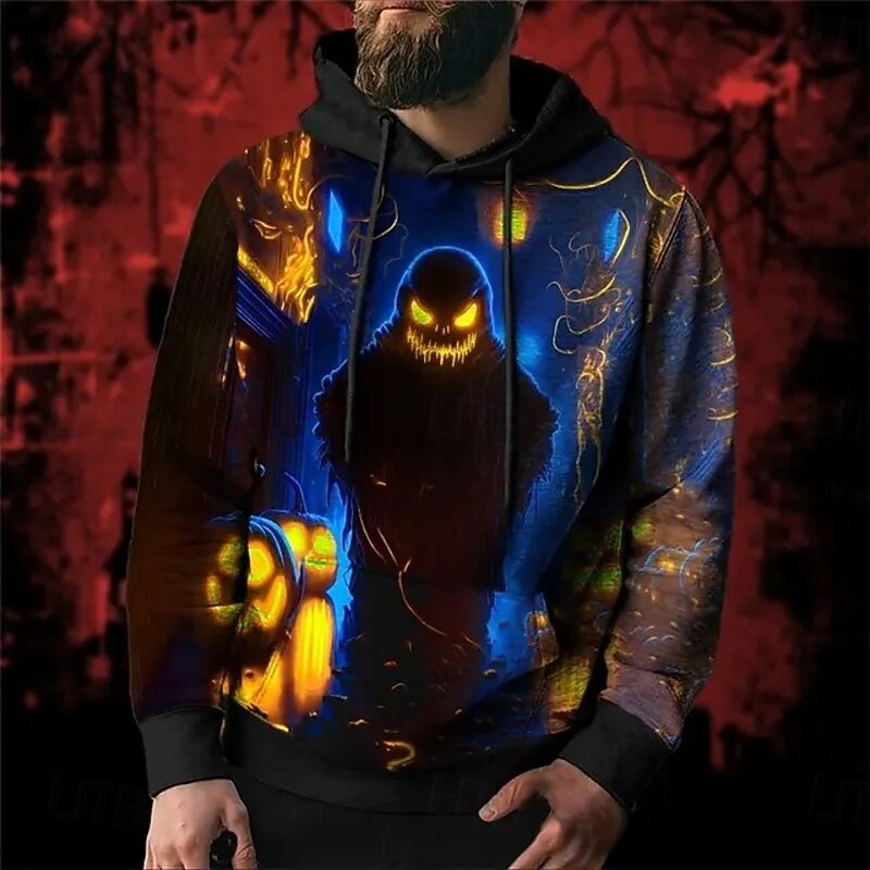 Horror Movie Ghost Hoodie Pullover Halloween 3D Front Pocket Graphic For Couple's Men's Women's Adults' Halloween Carnival Masquerade 3D Print Party Casual Daily4