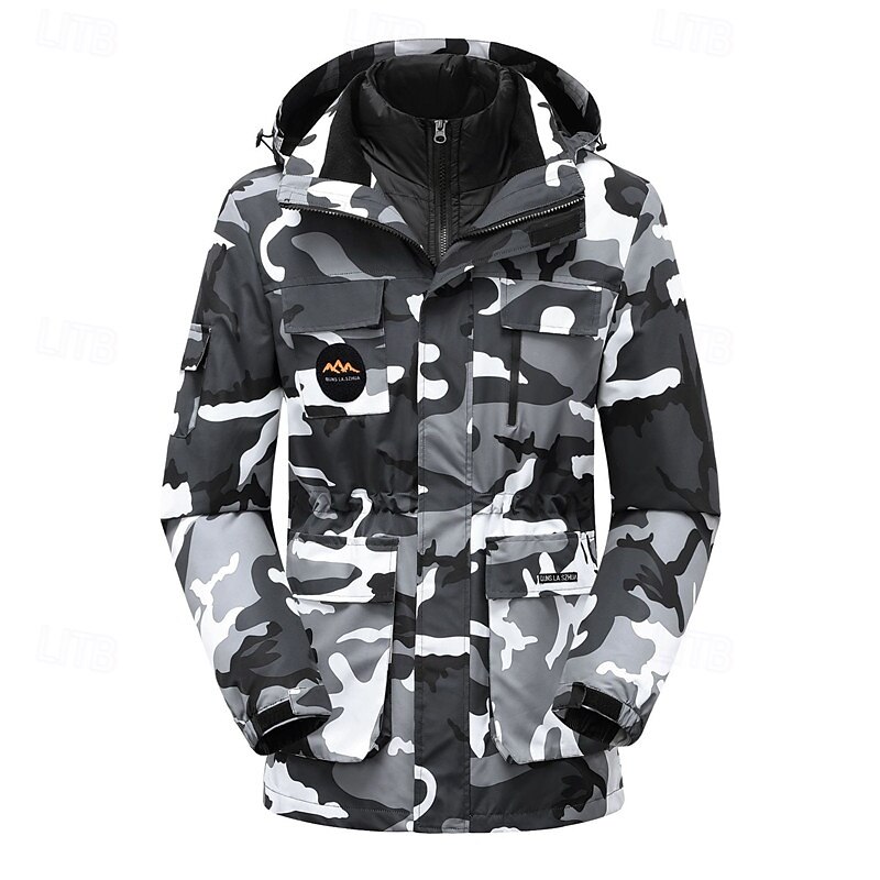 Women's Hiking Jacket Winter Outdoor Waterproof Windproof Front Zipper Lightweight Jacket Full Zip Camping / Hiking / Caving Black Ivory Pink Red Camouflage4