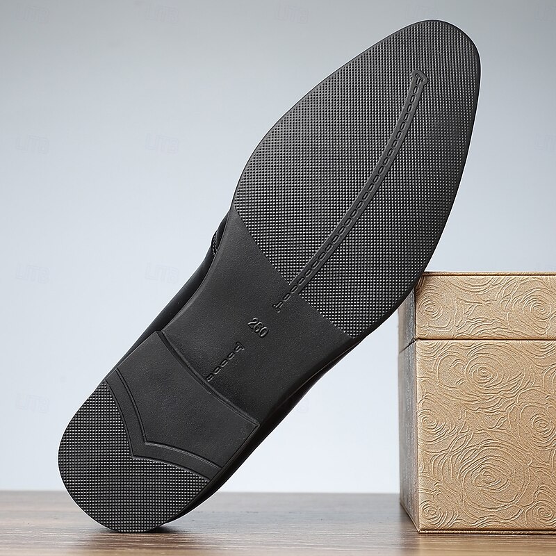 Men's Red Crocodile Pattern Faux Leather Loafers with Double Buckle Detail - Elegant Dress Shoes for Christmas, Formal and Business Meetings4