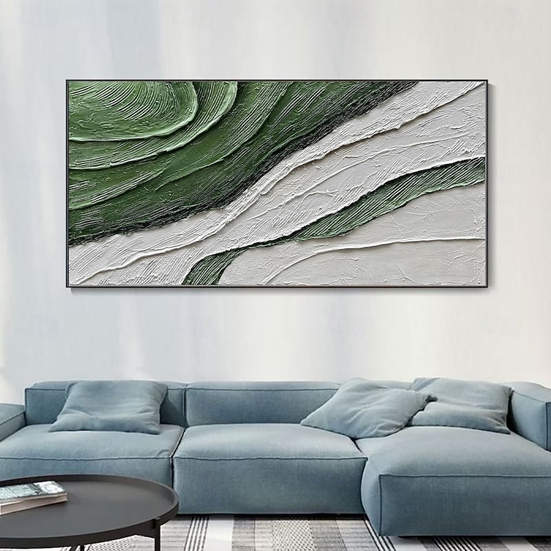 Handmade Oil Painting Canvas Wall Art Decoration Modern Green Abstract Texture for Living Room Home Decor Rolled Frameless Unstretched Painting3