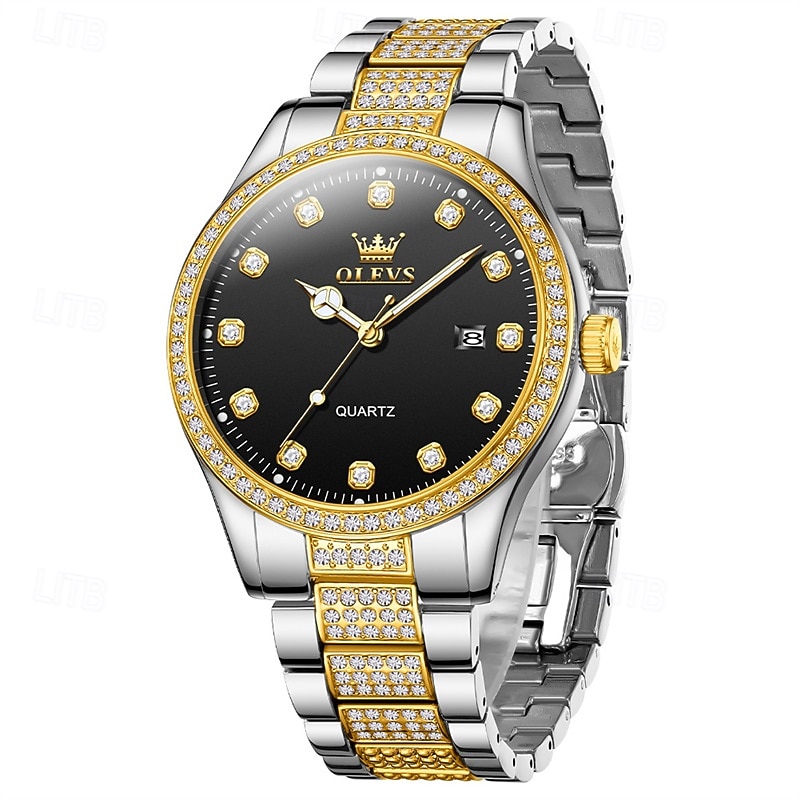 New Olevs Olevs Brand Men'S Steel Band Watch With Diamonds Luminous Calendar Fashion Trend Simple Business Quartz Watch Vacation Waterproof Sports Men'S Wristwatch2