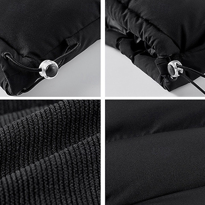 Men's Down Vest Puffer Vest Vest Gilet Daily Date Vacation Fashion Casual Fall & Winter Patchwork Pocket Polyester Warm Comfortable Plain Pocket Zipper Stand Collar Regular Fit Black Ivory Purple4