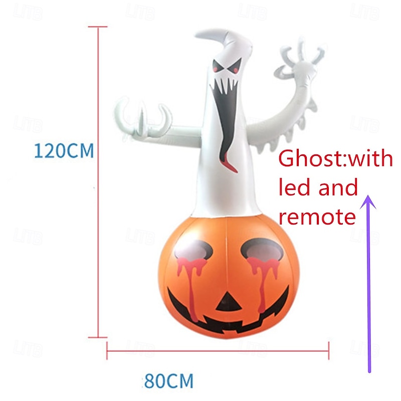 Halloween Inflatable Blow Up Ghost on Pumpkin with Color Changing LED Inflatables Home Outdoor4