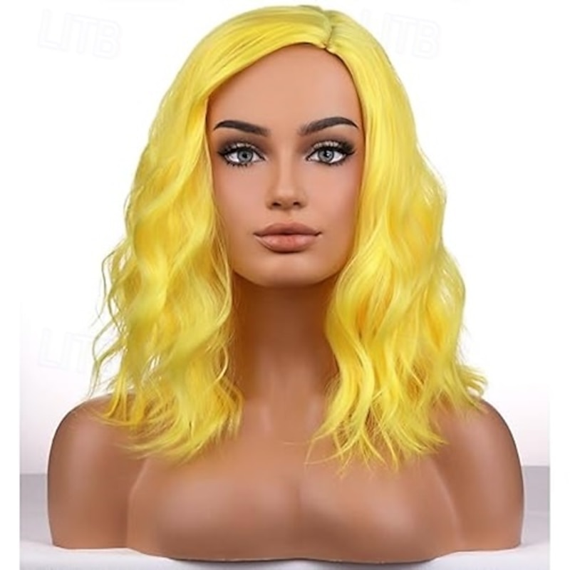 Women Girls Short Curly Bob Wavy Wig Body Wave Halloween Cosplay Daily Party Wigs4