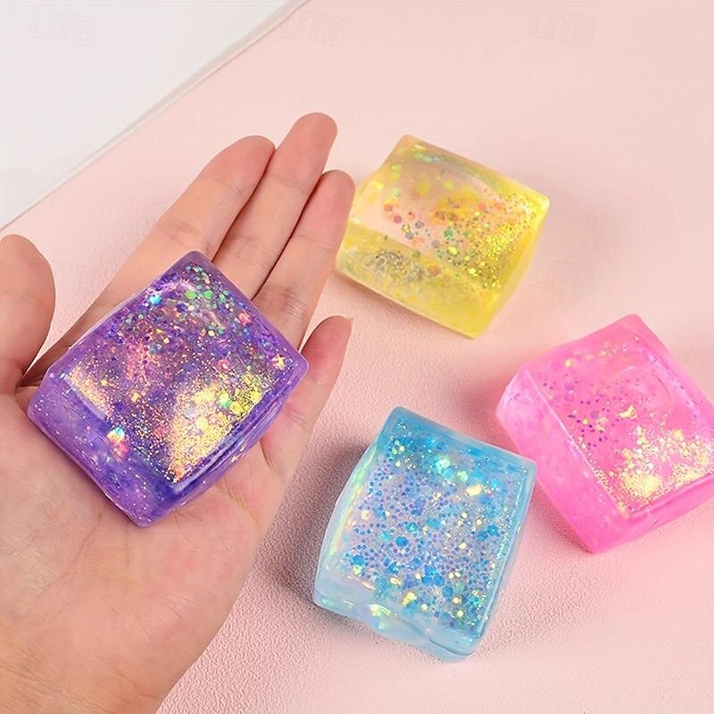 4pcs Aurora Malt Gum Ice Cubes - Relax Squishy Toys For Kids & Adults, Slow Rebound Tofu Texture4