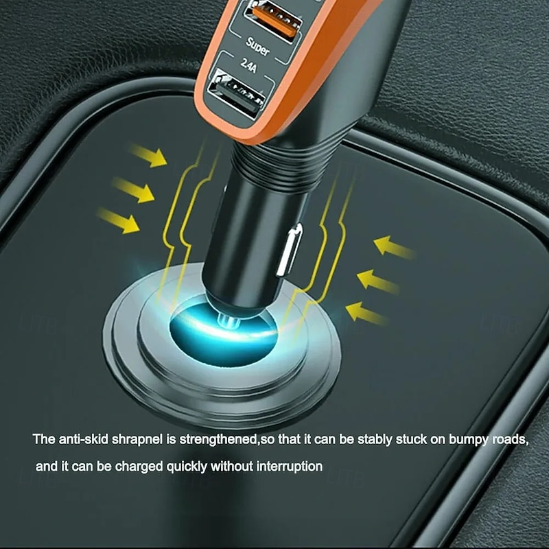 12/24V Car Lighter Charger Universal Fast Charging 66W QC3.0 USB PD20W Type-C Power Supply Socket Adapter 4in1 with LCD Display for Driver RTV SUV MPV3