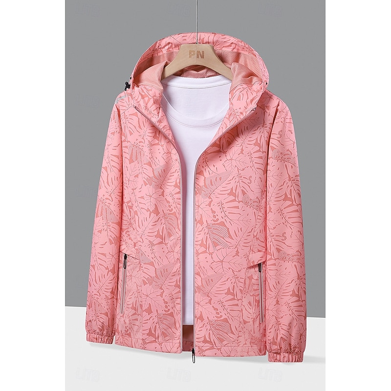 Men's Women's Hoodie Jacket Hiking Jacket Hiking Raincoat Rain Jacket Winter Outdoor Waterproof Soft Detachable Cap Comfortable Jacket Full Length Visible Zipper Fishing Climbing Beach Light Pink4
