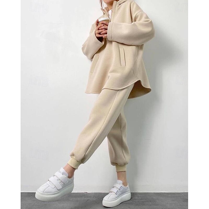 Comfry Fleece Women Sweatshirt Hoodie Tracksuit Warm Long Sleeve Brown Spring Fall4