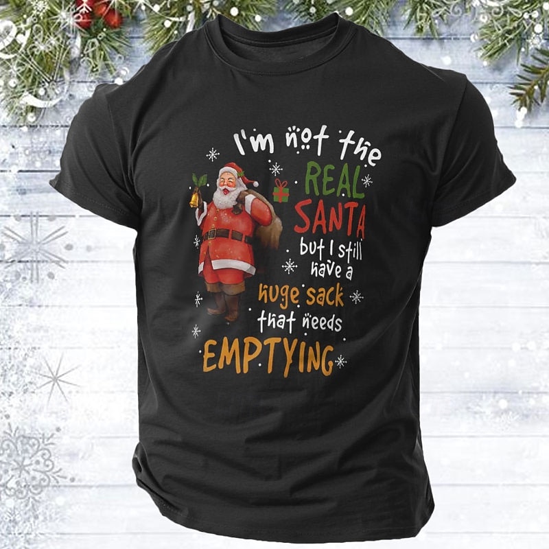 Christmas Men's Santa Claus Letter Printed Funny funny christmas T Shirt 100% Cotton Short Sleeve Graphic Shirt Black Wine Red Comfortable Tee Festival Fashion Designer Clothing4