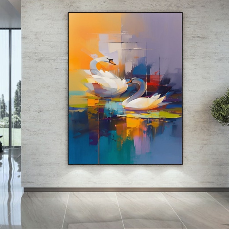 Handmade Oil PaintingCanvasWall Art DecorationAbstract Knife PaintingFlowers BlueFor Home Decor Rolled Frameless Unstressed Painting4