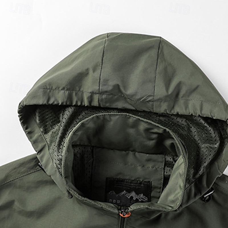 Men's Hiking Jacket Outdoor Windproof Water Resistant Lightweight Jacket Windbreaker Jacket Traveling Black Army Green Dark Blue Grey2