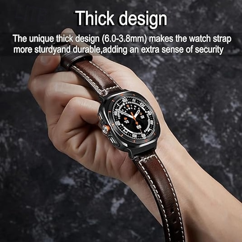 Watch Band for Samsung Galaxy Watch 7/6/5/4  40/44mm, Watch 5 Pro 45mm, Watch 6 Classic 43/47mm, Watch 4 Classic 42/46mm Watch Ultra 47mm PU Leather Replacement  Strap Women Men Leather Link Wristband4