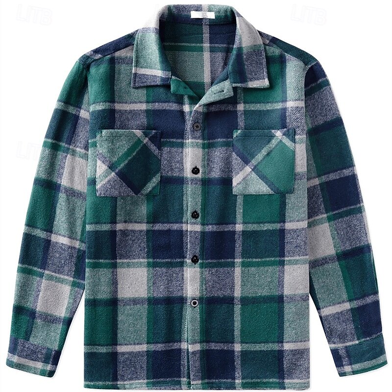 Men's Shirt Flannel Shirt Overshirt Plaid Outdoor Street Black Red Orange Brown Long Sleeve Winter Spring &  Fall Clothing Apparel3