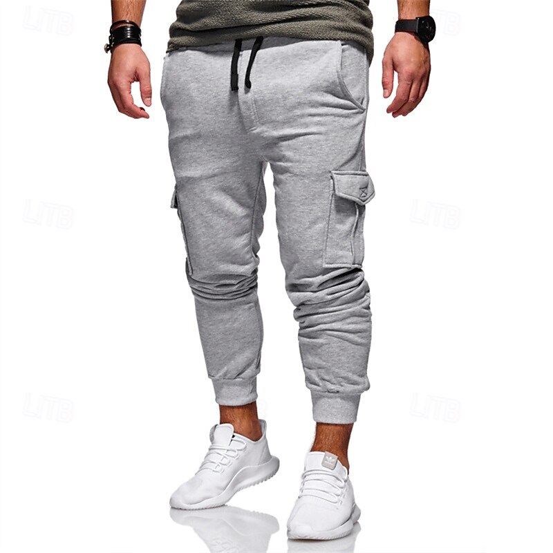 Men's Sweatpants Joggers Trousers Drawstring Elastic Waist Multi Pocket Plain Comfort Sports Outdoor Daily Fashion Casual Black Army Green Micro-elastic4