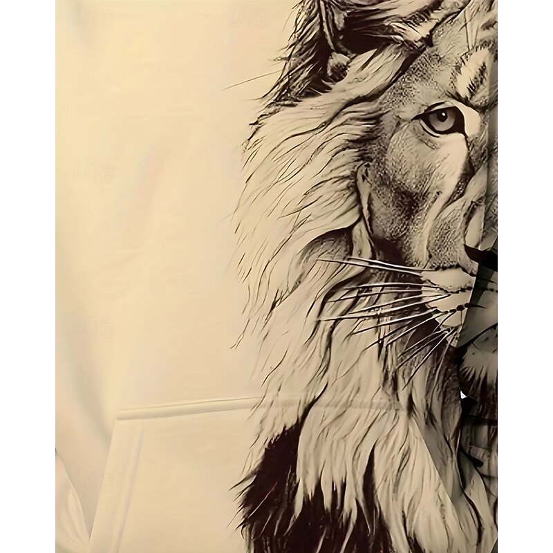 Boys 3D Graphic Lion Hoodie Long Sleeve Spring Fall Fashion Streetwear Kids 4-12 Years Hooded Outdoor Casual Daily Regular Fit2