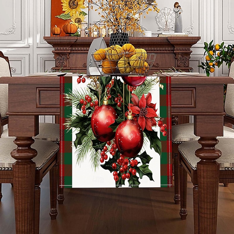 Christmas Table Runner Festive Holiday Decor Elegant Seasonal Tabletop Accent Perfect for Holiday Gatherings and Dining4
