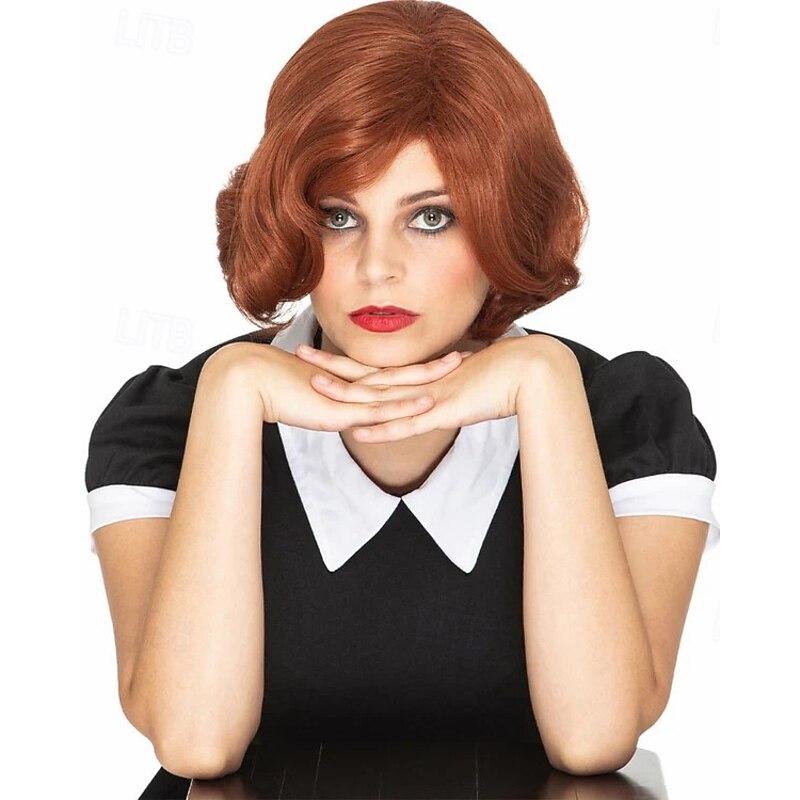 50s Chess Queen Deluxe Auburn Red Wig Halloween Cosplay Party Wigs