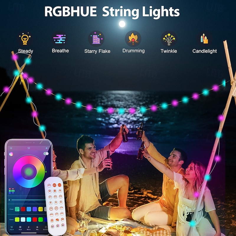 Elegant Wedding Reception Party Tuya WiFi Smart Bluetooth Colorful Ball String Light USB Powered 5-20M for Home Garden Decor3