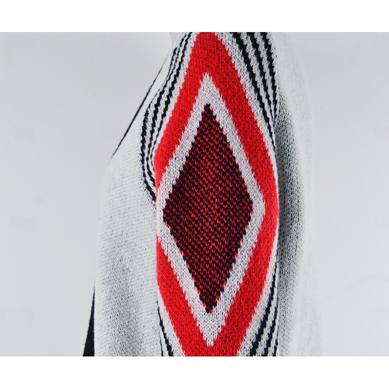 Women's Long Cardigan Open Front Knit Tassel Fall Winter Outdoor Going out Weekend Fashion Daily Long Sleeve Geometric Black Camel3