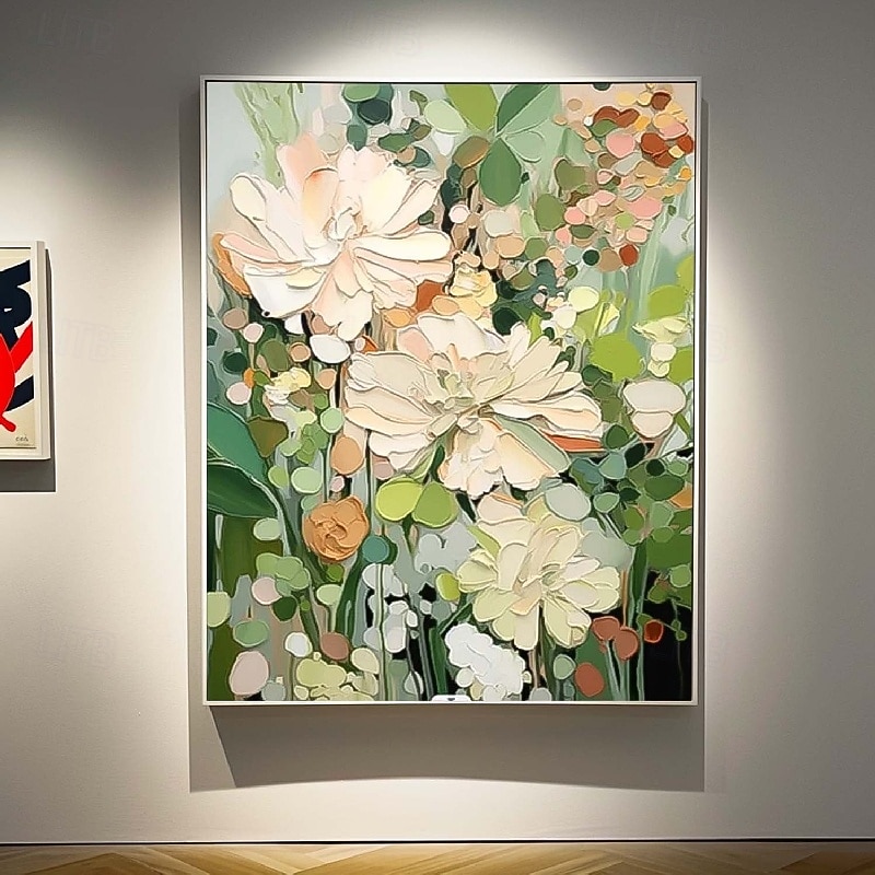 Oil painting handmade Impressionism Floral Paintings handmade Flower Oil Painting Abstract Rose Flower Painting Flower Landscape Painting Floral Wall Art Canvas Spring painting for Living Room