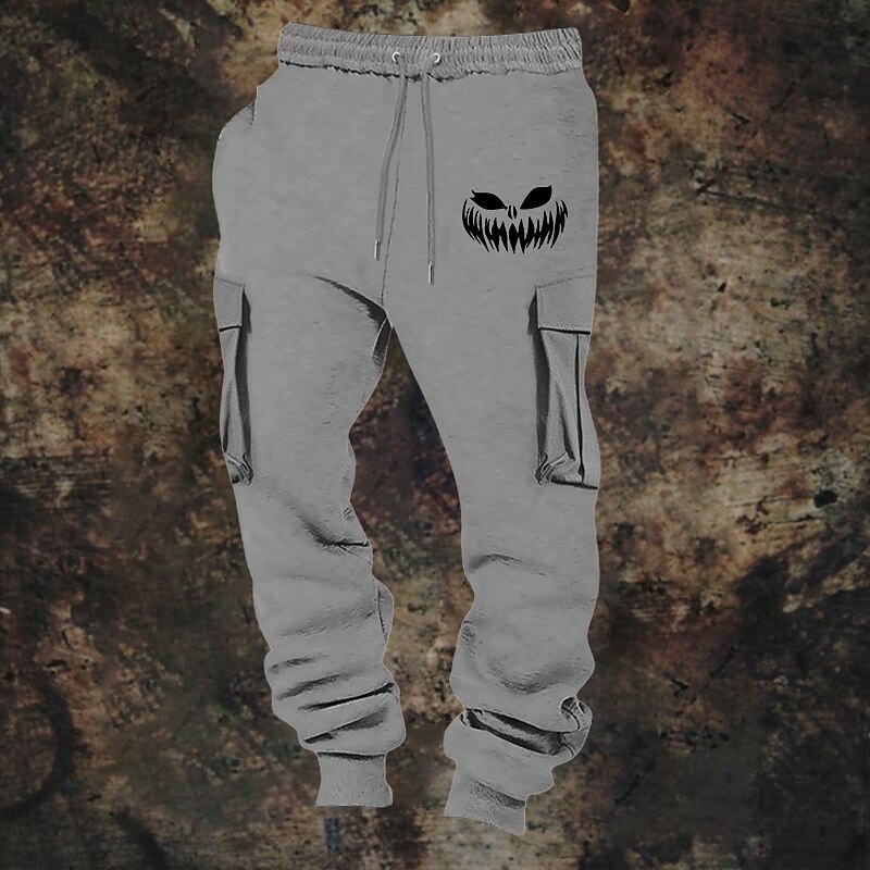 Men's Sweatpants Joggers Trousers Cargo Sweatpants Elastic Waist Multi Pocket Elastic Cuff Animal Deer Wearable Outdoor Daily Camping & Hiking Fashion Classic Black Red