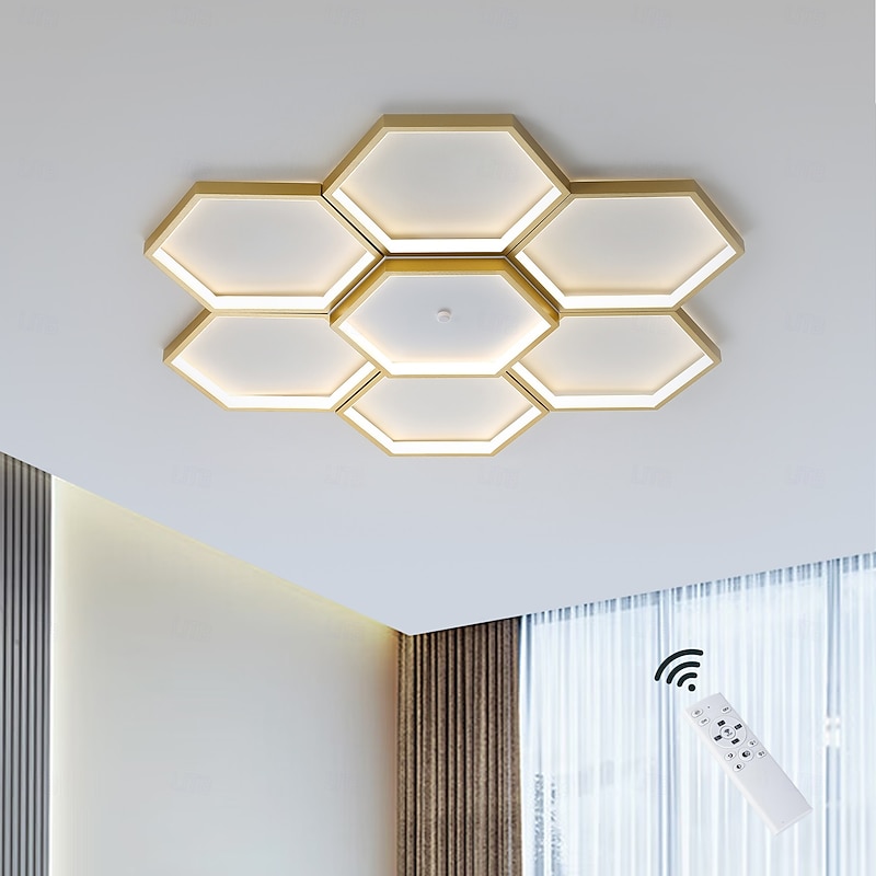LED Ceiling Lights Stepless Dimming 7 Heads Modern Geometric Shapes Stylish Flush Mount Ceiling Lamp Aluminum Silica gel for Living Room Dining Room Kitchen 110-240V ONLY DIMMABLE WITH REMOTE CONTROL2