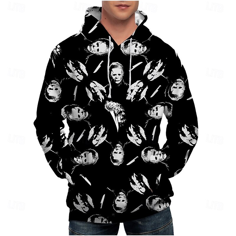 Halloween Michael Myers Hoodie Print Graphic For Couple's Men's Women's Adults' Halloween Carnival Masquerade 3D Print Casual Daily