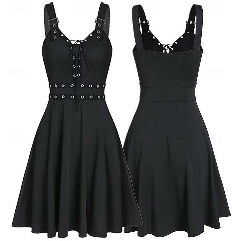 Punk & Gothic Cocktail Dress Vintage Dress Dress Masquerade Goth Girl Fancy Dress Women's Halloween Carnival Masquerade Halloween Prom Festival Adults' Dress3