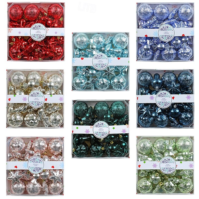 28pcs Christmas Baubles Ball Ornaments Xmas Decoration, Colored Shatterproof Plastic Baubles, Hanging Decorations for Christmas Tree, Holiday, Party and Wedding3