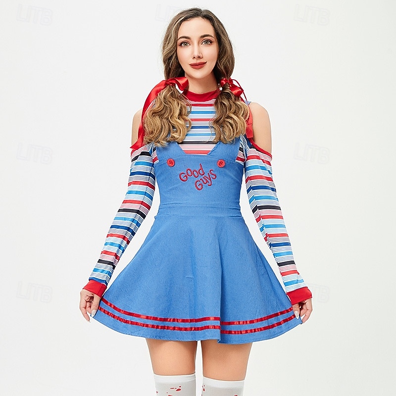 Chucky Scary Doll Halloween Dress Costume Group & Family Halloween Costumes Movie / TV Theme Costumes Horror Kid's Adults' Women's Girls' Carnival Party Easy Halloween Costumes Dress Up3