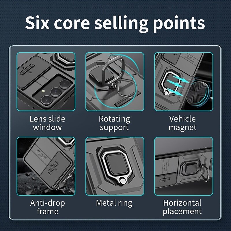 Phone Case For Samsung Galaxy S25 S24 S24 FE S23 Ultra Plus A55 5G A35 5G A25 A15 A14 A34 Back Cover Ring Holder Shockproof Retro TPU PC Metal2