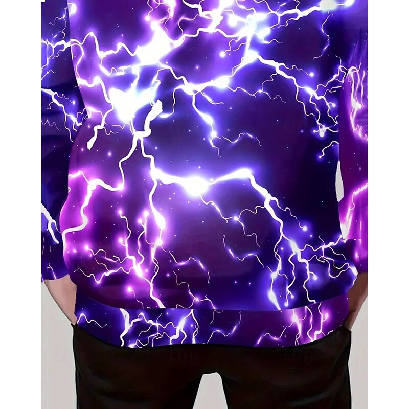 Boys 3D Graphic Lightning Hoodie Long Sleeve Spring Fall Fashion Streetwear Kids 4-12 Years Hooded Outdoor Casual Daily Regular Fit3