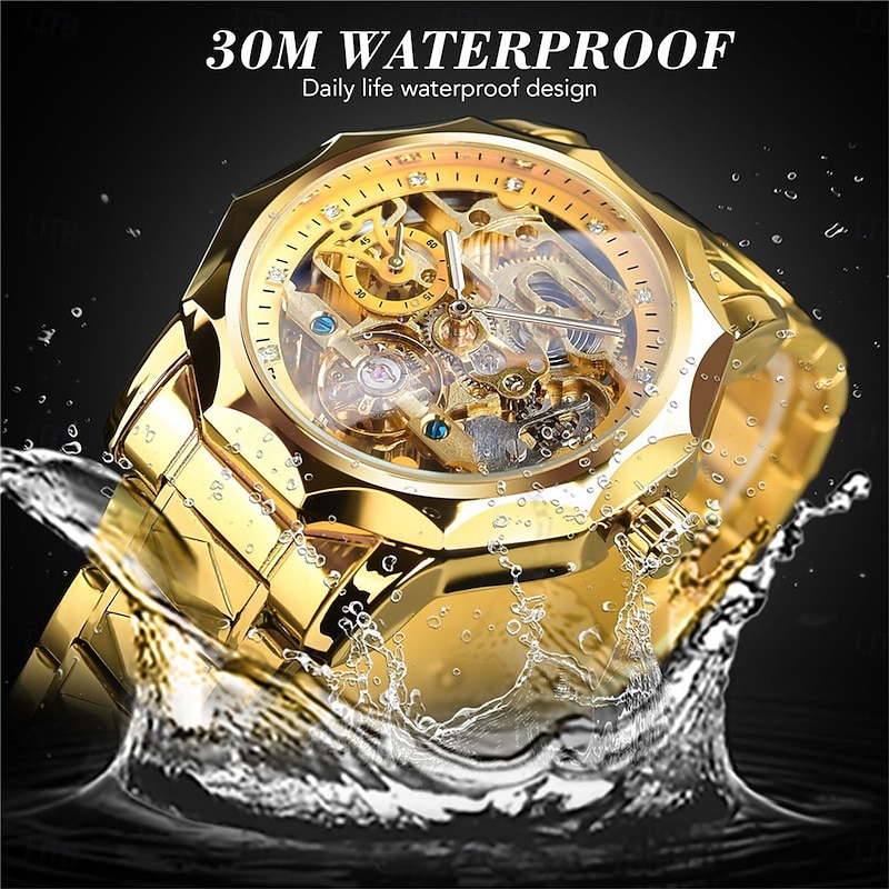 FORSINING Men Mechanical Watch Luxury Large Dial Outdoor Business Hollow Skeleton Automatic Self-winding Tourbillon Luminous Stainless Steel Strap Watch3