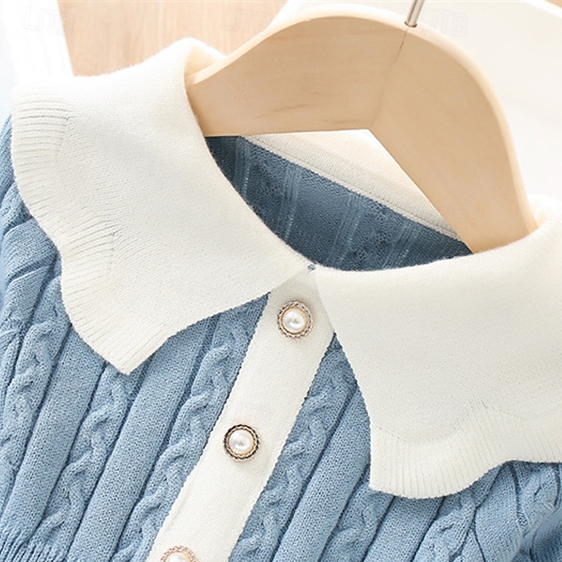 Girls' 3D Multi Color Dress Long Sleeve Fall Winter Vacation Daily Holiday Beautiful Sweet Little Kids(4-7ys) 4-7 Years Sweater Dress Casual Dress A Line Dress Knee-length Regular Fit2