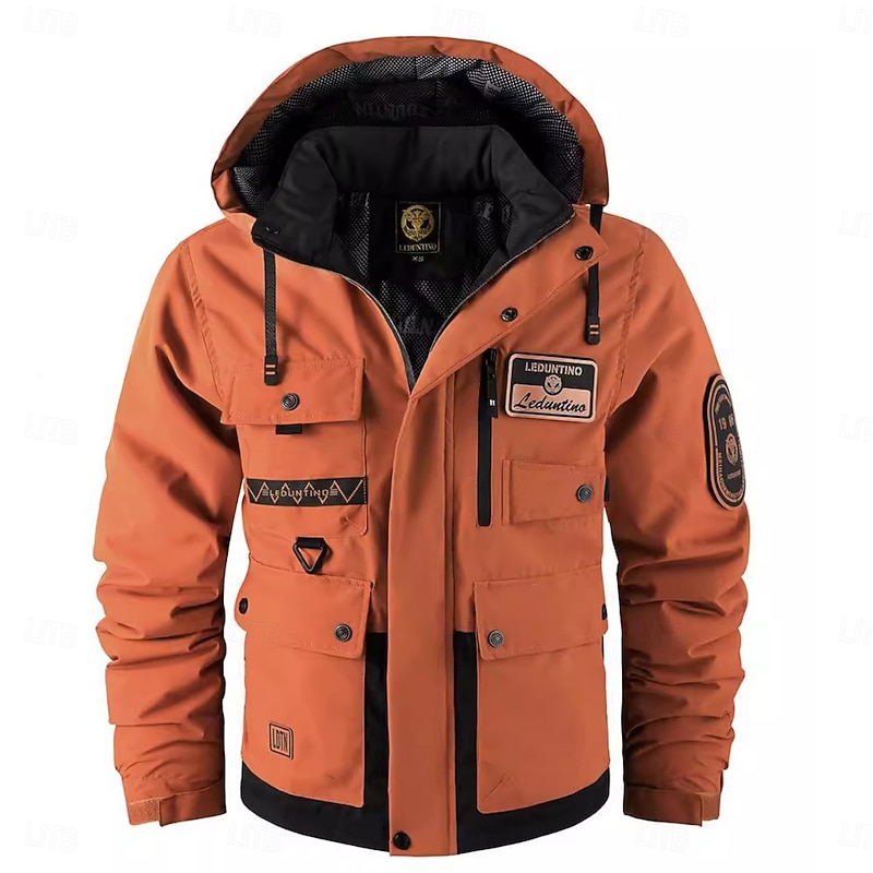Men's Winter Jacket Sport Coat Hiking Jacket Parka Sports Outdoor Camping & Hiking Waterproof Windbreaker Zipper Pocket Fall Winter Solid Color Active Hooded Regular White Blue Orange Jacket2