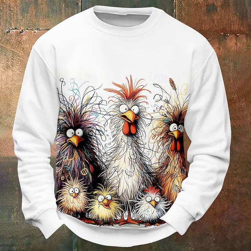 Halloween Men's Chicken Sweatshirts Sweatshirt Long Sleeve Sweatshirt Crew Neck Funny 3D Printing Party Halloween Holiday Crewneck Winter Spring &  Fall