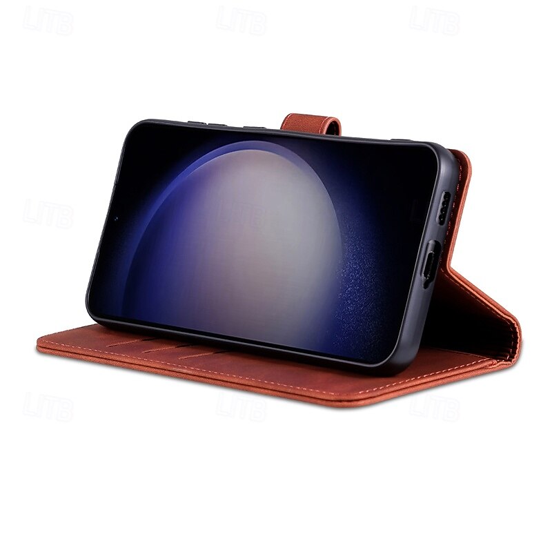 Phone Case For S25 S24 S24 FE S23 S22 S21 Ultra Plus A55 5G A35 5G A25 A15 Back Cover with Stand Holder Card Slot Shockproof Retro PU Leather4