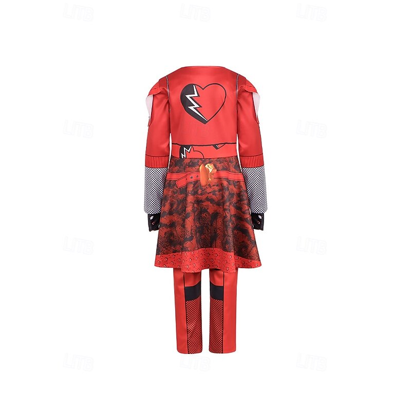 Descendants The Rise of Red Kids Bridget Kids Red Queen of Hearts Dress Pants Gloves Cosplay Costume Movie Cosplay for Women's Girls' Kid's Adults' Masquerade Party3