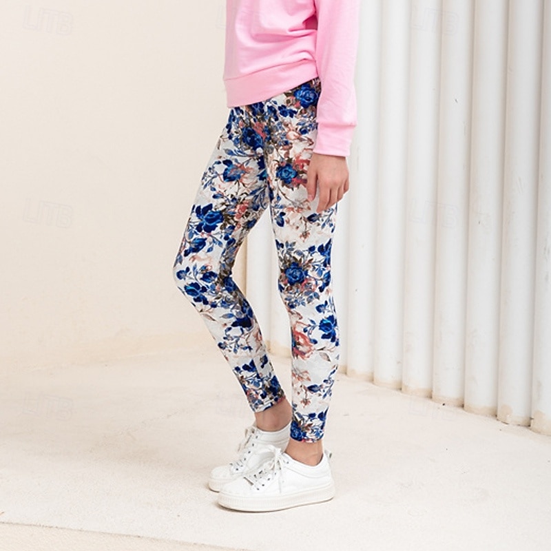 Easter Girls' 3D Floral Graphic Pants Leggings Spring Fall Active Basic Kids 4-12 Years Outdoor Casual Daily Regular Fit2