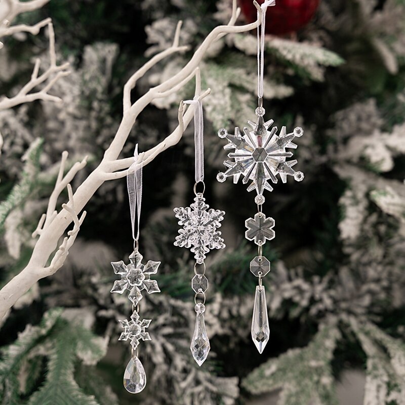 6PCS Creative Christmas Acrylic Snowflake Ornaments, Christmas Tree Hanging Decorations, Ice Bar Simulation Snowflakes2